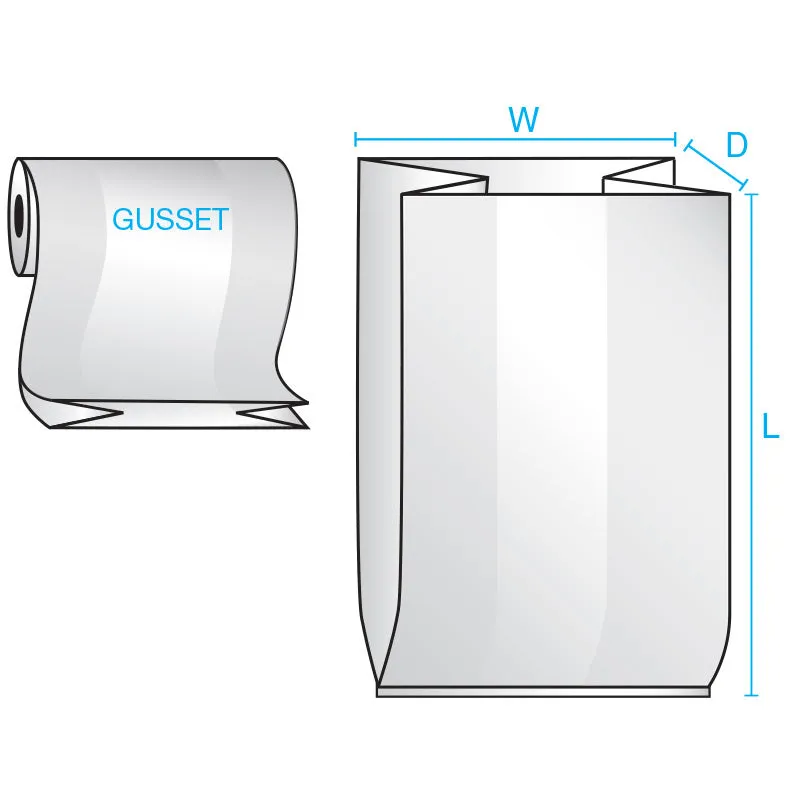 12" x 8" x 24" x 2 mil Clear Eco-Manufactured Plastic Side-Gusseted Bags (Roll of 500)