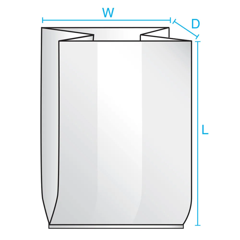 12" x 8" x 30" x 1.5 mil Clear Eco-Manufactured Plastic Side-Gusseted Bags (Case of 500)