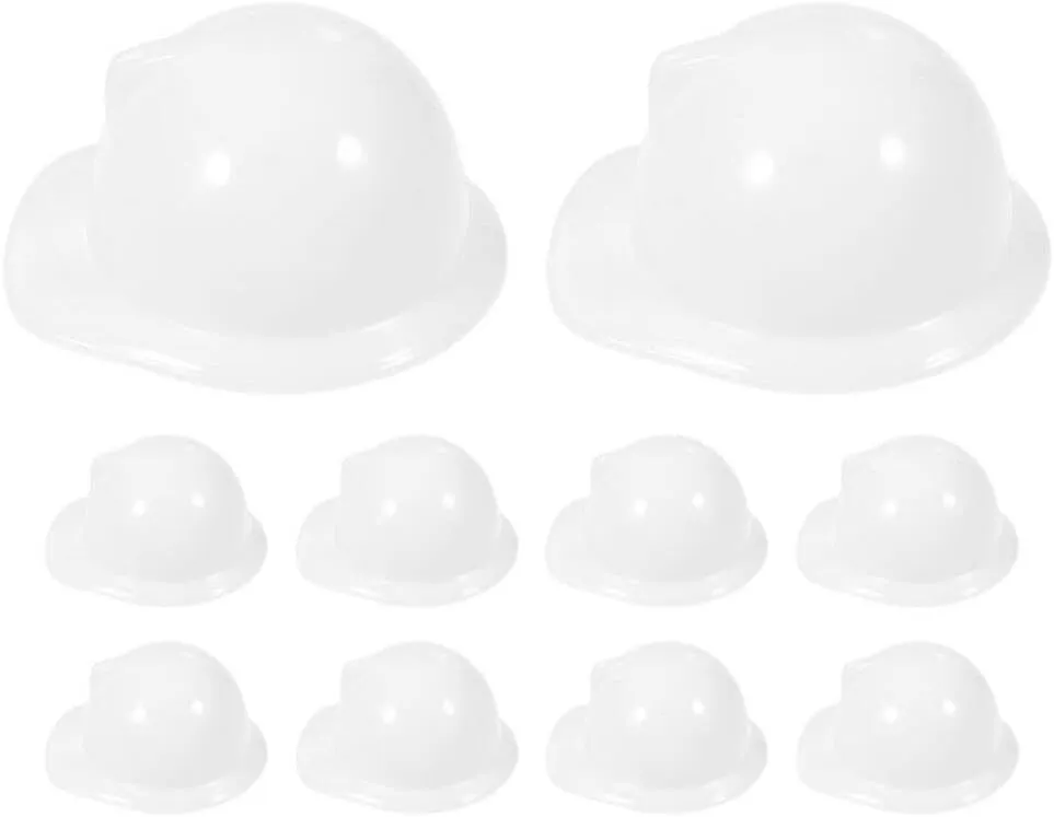 12x Kids Builder Hats Construction Costume Party Helmet Safety Cap Childrens - White