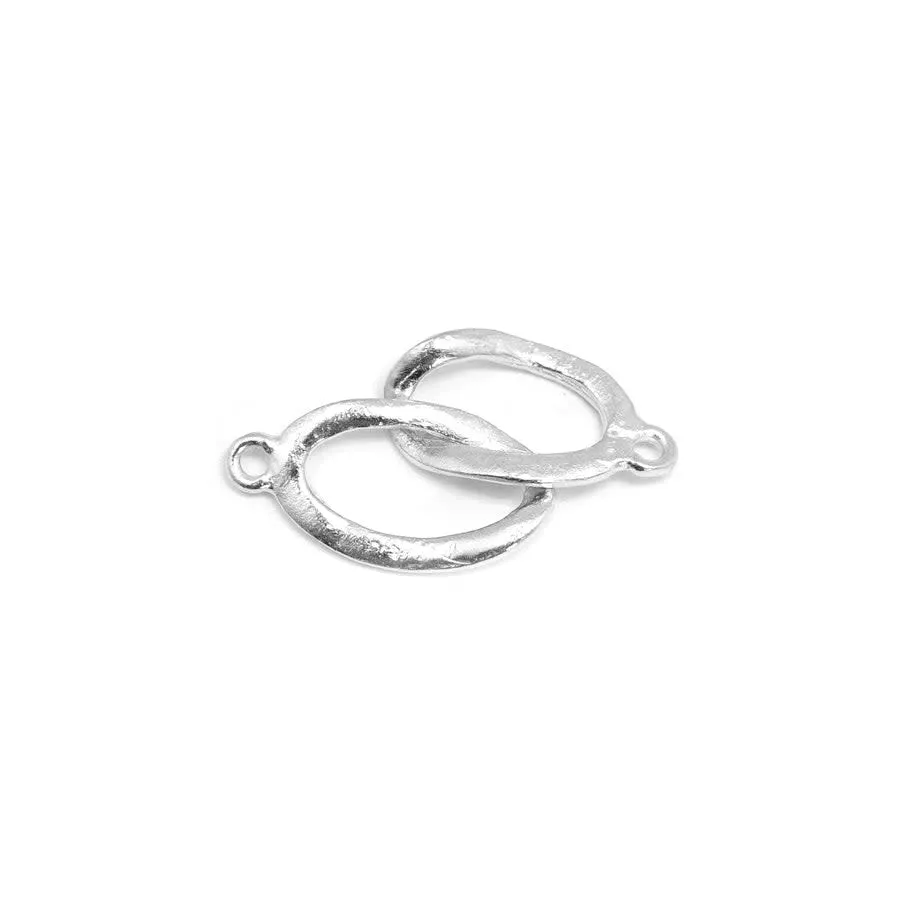 43x12mm Silver Oval Linked Connector