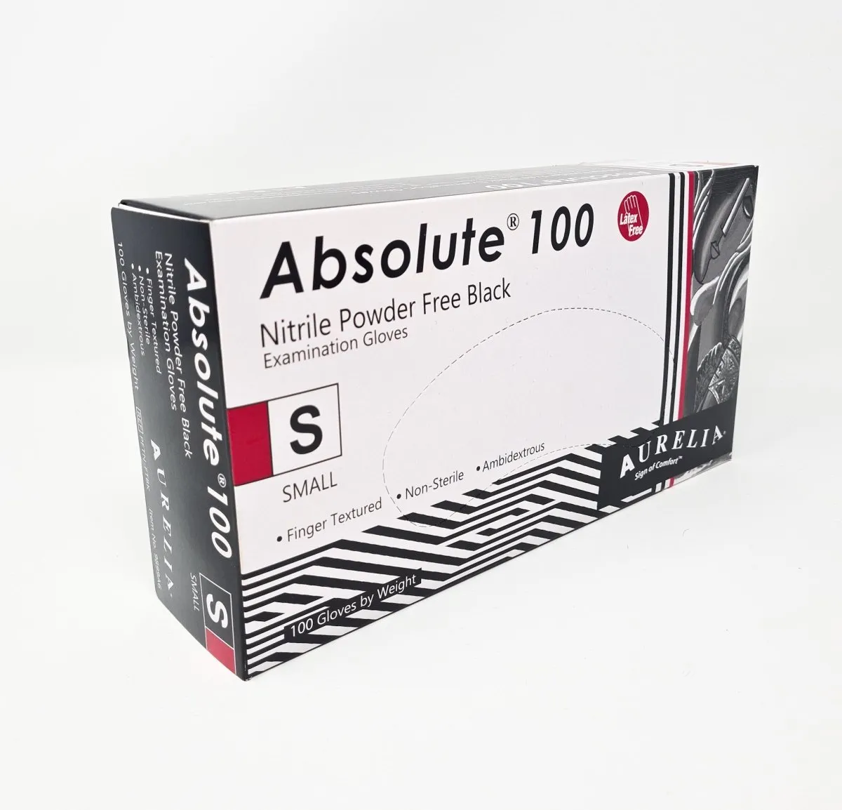 Absolute 100 Nitrile Powder Free Black Gloves Small