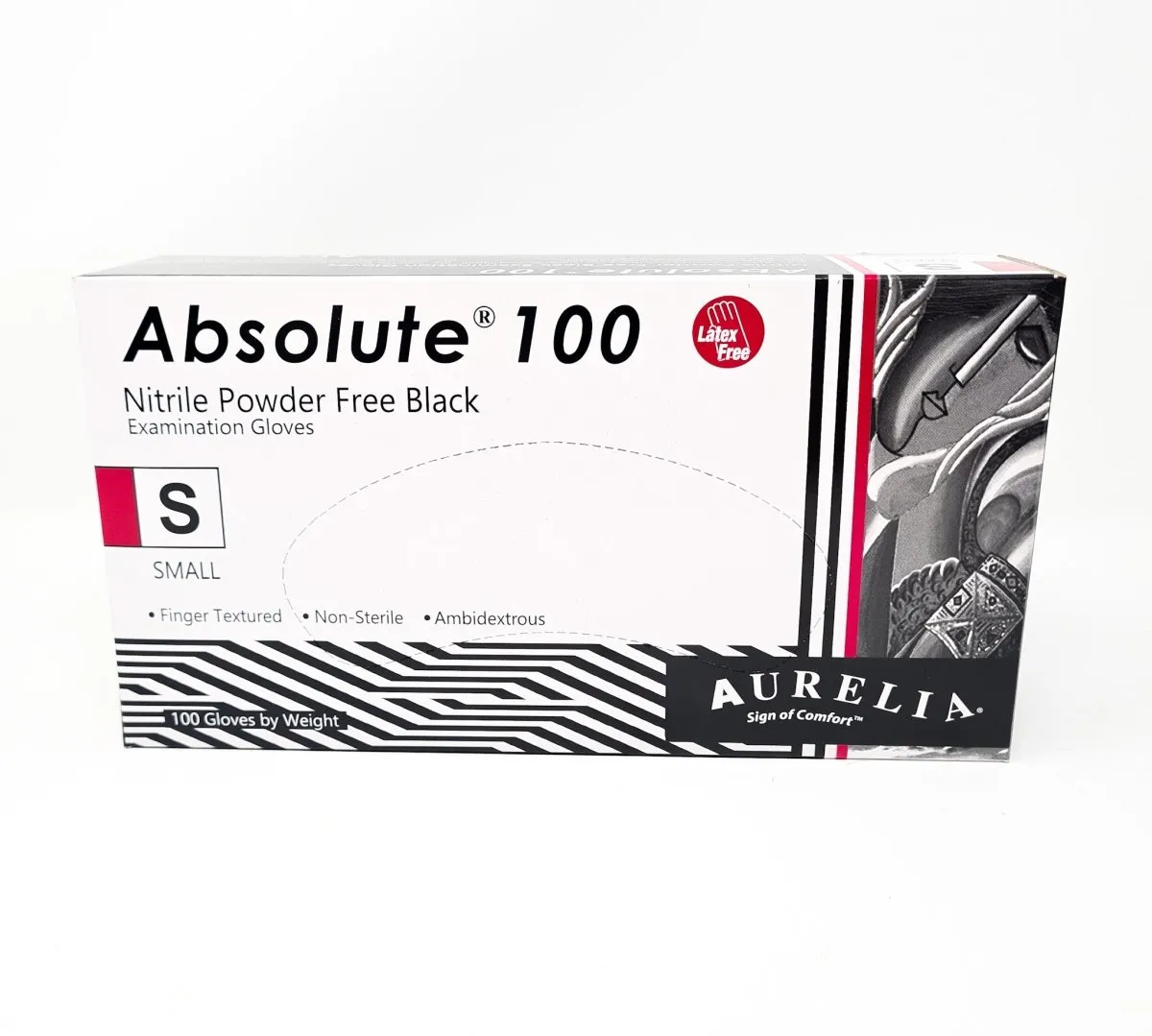 Absolute 100 Nitrile Powder Free Black Gloves Small