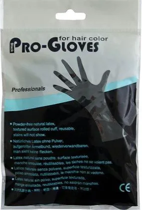 Black Pro Reusable Powder Free Latex Gloves Pair