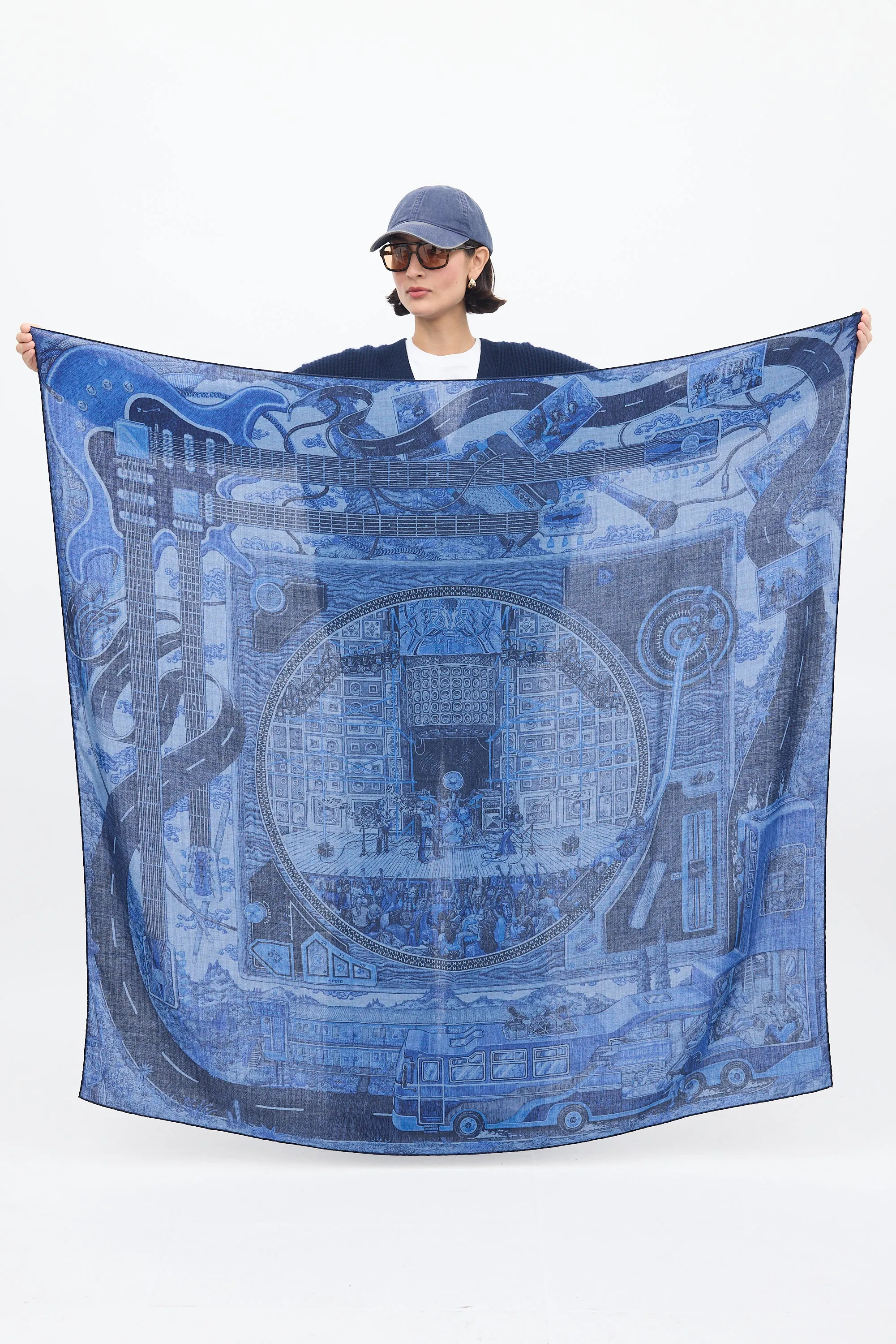 Blue Cashmere & Silk Silk Mix 140 Scarf