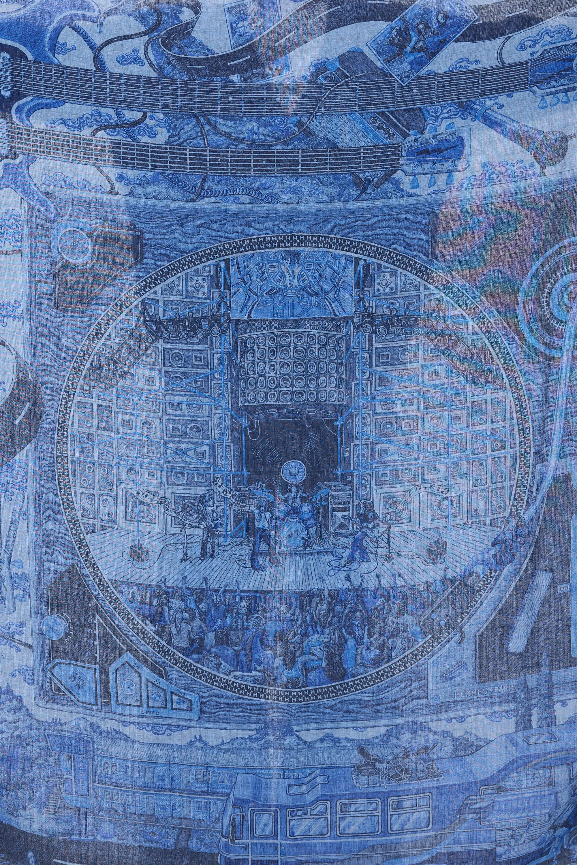 Blue Cashmere & Silk Silk Mix 140 Scarf