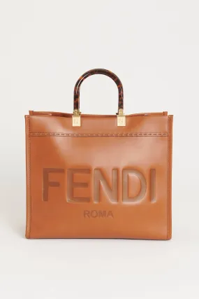 Brown Calfskin Preowned Sunshine Shopper