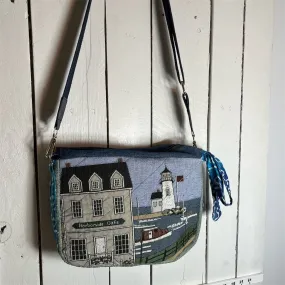 Carla  Nautical Lighthouse Tapestry  Bag Blue Novelty Design (C822-22)