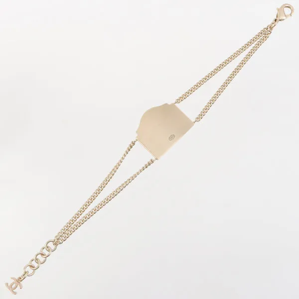 Chanel 1996 Made Box Motif Logo Plate Bracelet Pink/Champagne