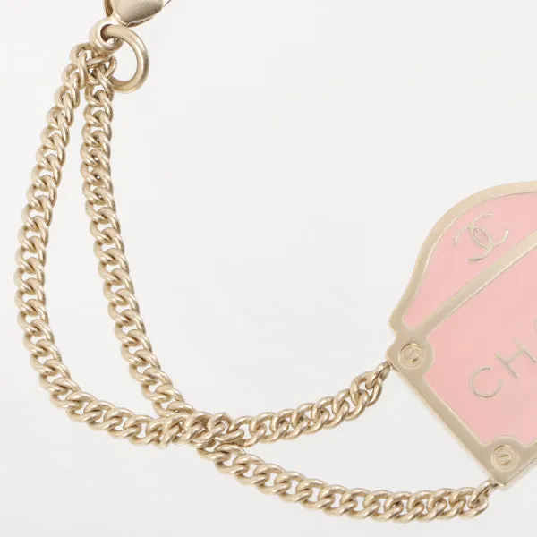 Chanel 1996 Made Box Motif Logo Plate Bracelet Pink/Champagne