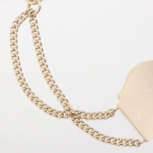 Chanel 1996 Made Box Motif Logo Plate Bracelet Pink/Champagne