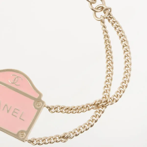 Chanel 1996 Made Box Motif Logo Plate Bracelet Pink/Champagne