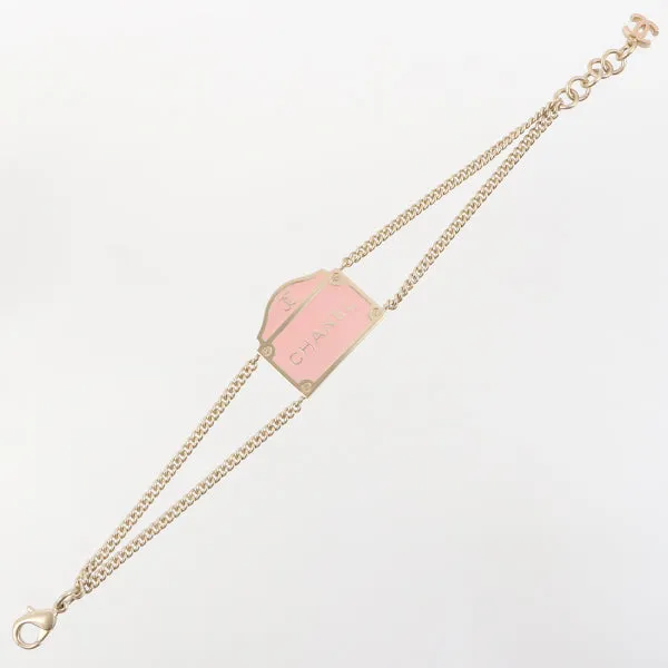 Chanel 1996 Made Box Motif Logo Plate Bracelet Pink/Champagne
