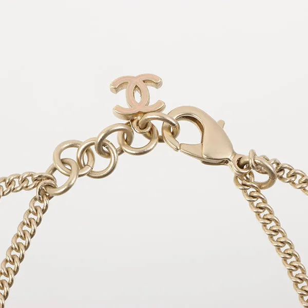 Chanel 1996 Made Box Motif Logo Plate Bracelet Pink/Champagne