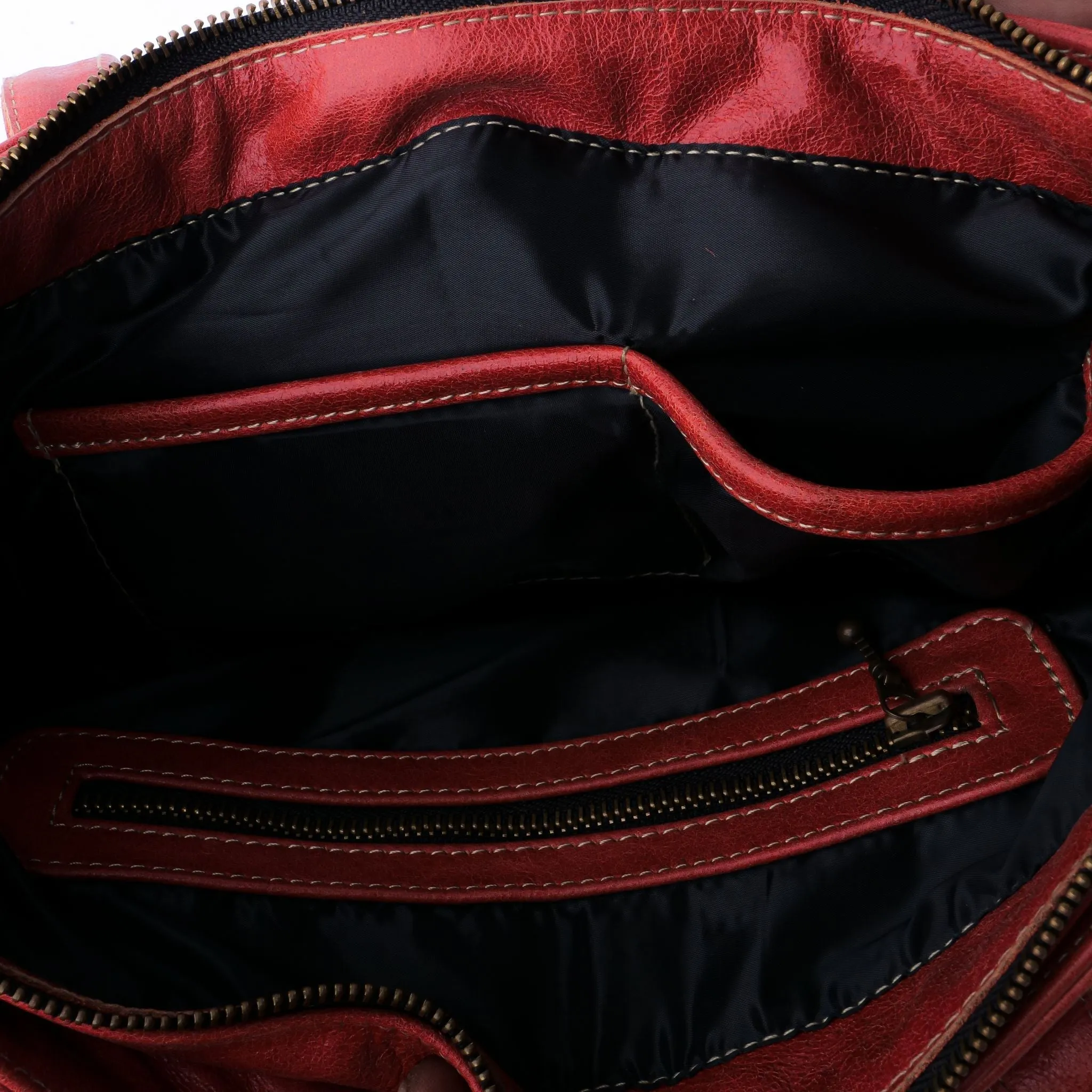 Everyday Women's Candy Red Leather Zipper Tote Bag