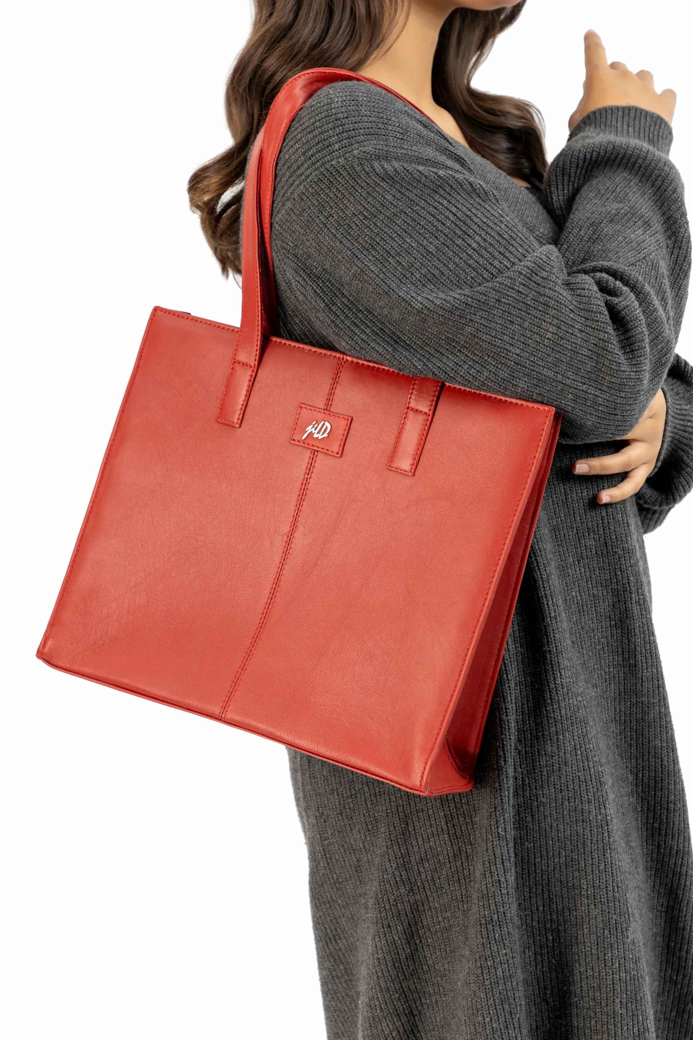 Everyday Women's Candy Red Leather Zipper Tote Bag