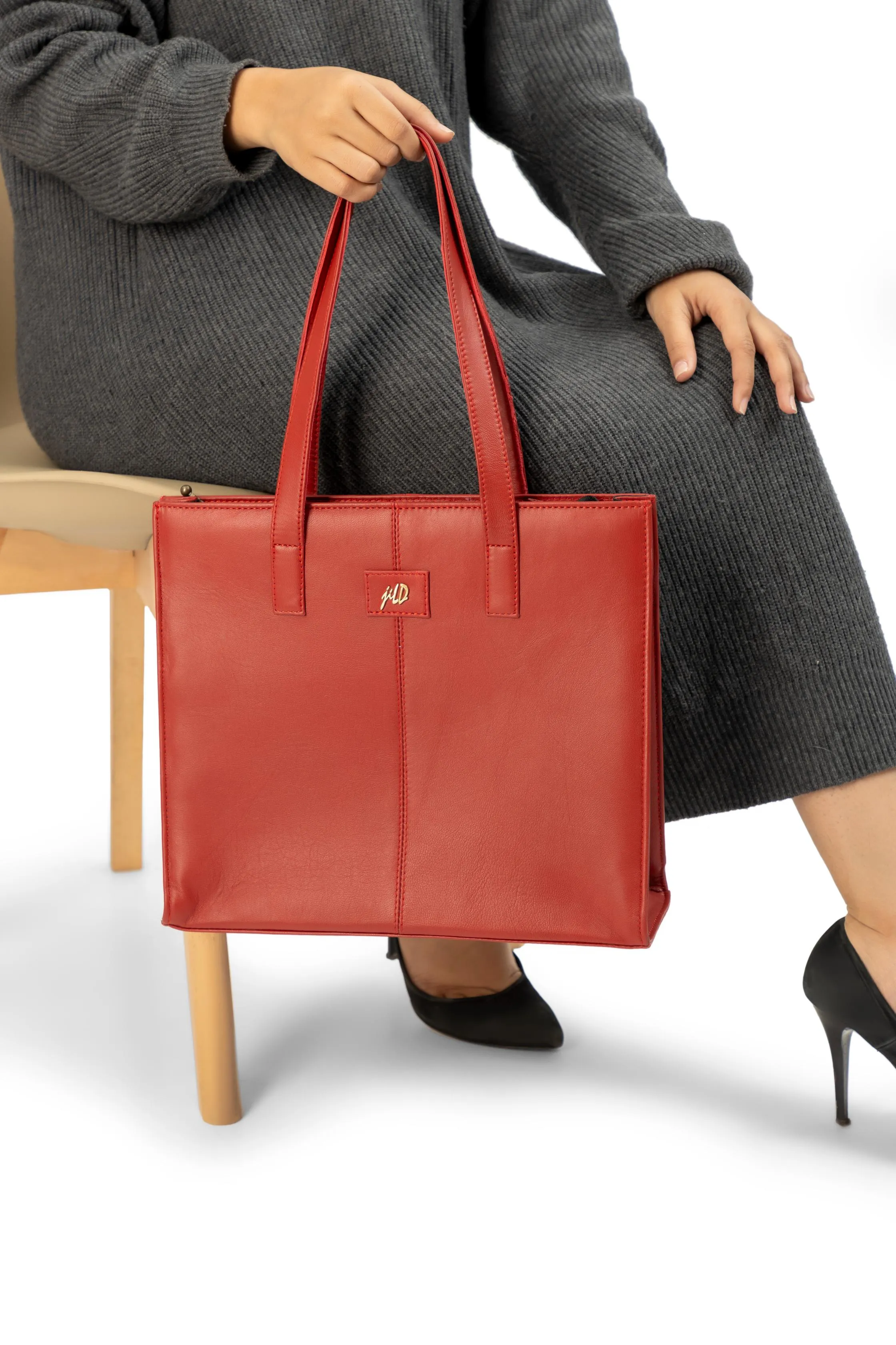 Everyday Women's Candy Red Leather Zipper Tote Bag