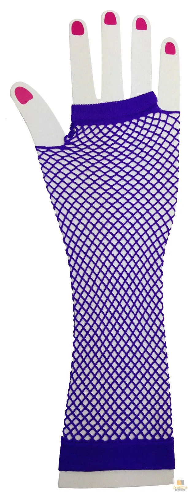 FISHNET GLOVES Fingerless Elbow Length 70s 80s Womens Costume Party Dance
