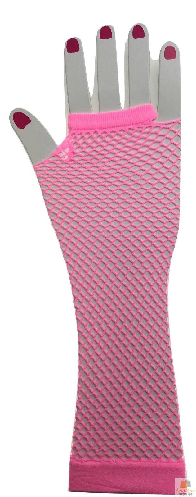 FISHNET GLOVES Fingerless Elbow Length 70s 80s Womens Costume Party Dance