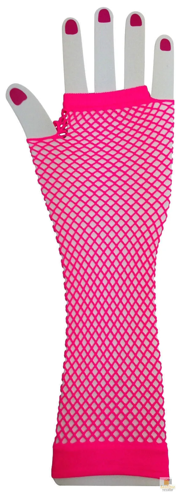 FISHNET GLOVES Fingerless Elbow Length 70s 80s Womens Costume Party Dance