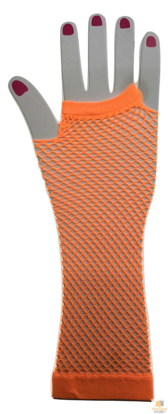 FISHNET GLOVES Fingerless Elbow Length 70s 80s Womens Costume Party Dance