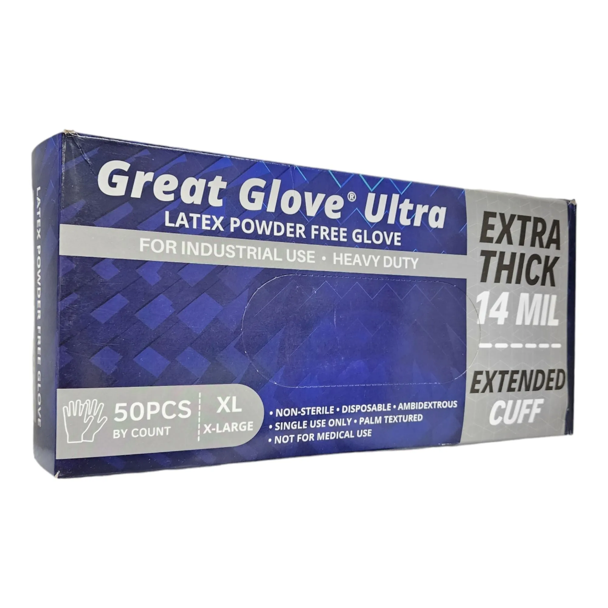 Great Glove Extra Thick 14 Mil Blue Latex Industrial Gloves