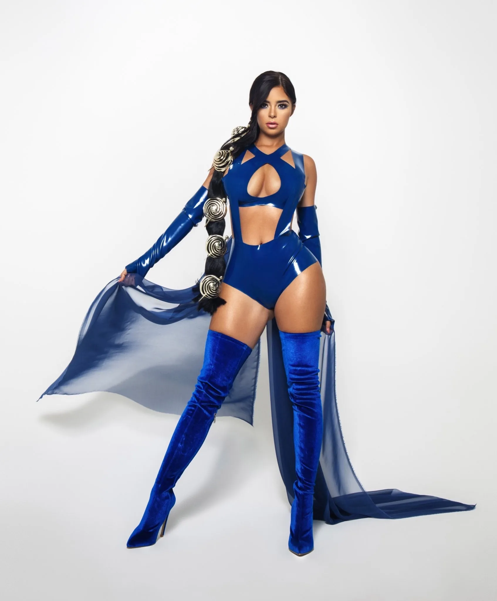 Latex Kitana top in Nightshade Blue. BOTTOM NOT INCLUDED.