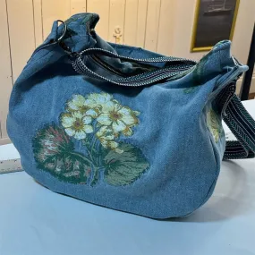 Lidia’s Bags Handmade Floral Embroidered Denim Tote Bag Large Blue (H1208-4-b69)