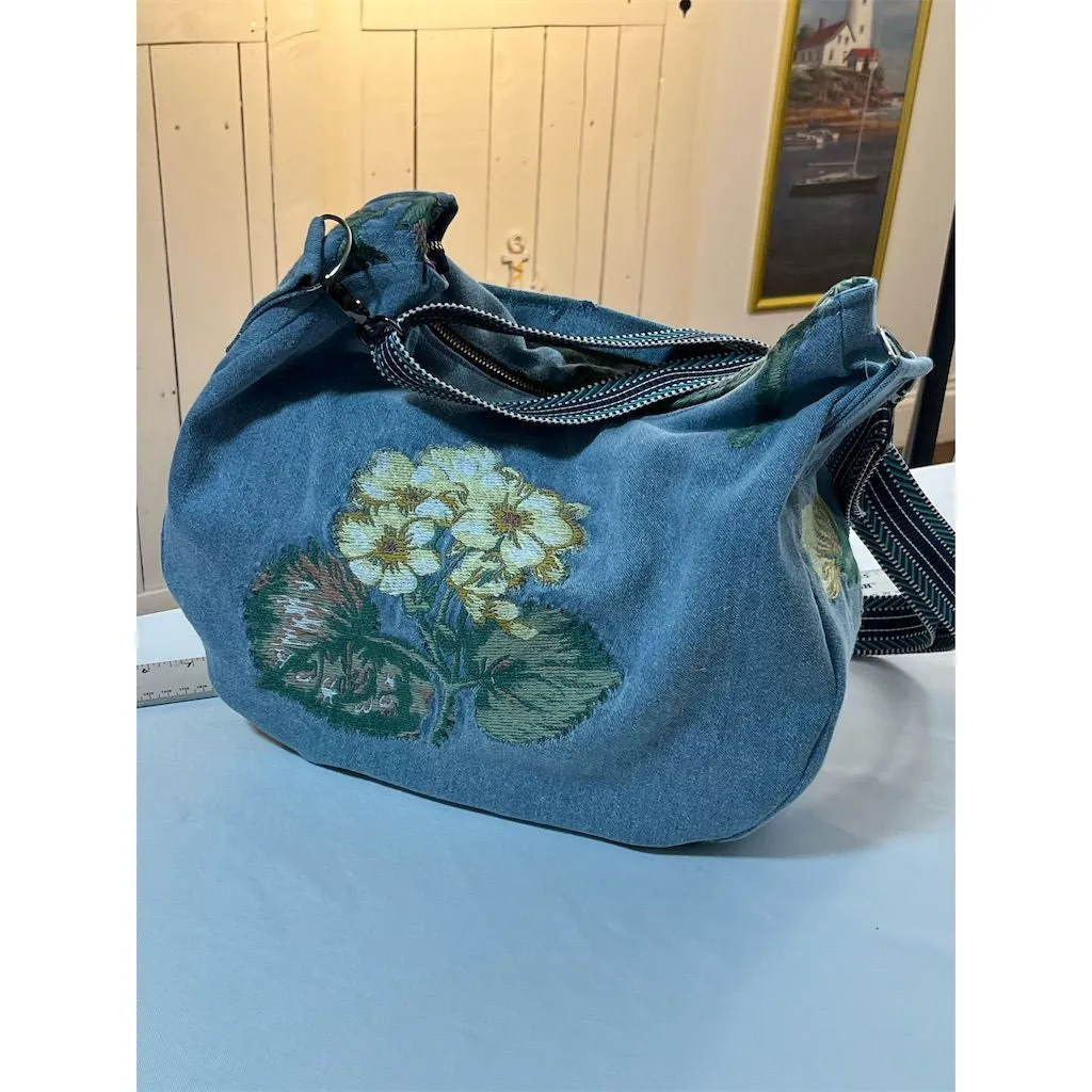 Lidia’s Bags Handmade Floral Embroidered Denim Tote Bag Large Blue (H1208-4-b69)