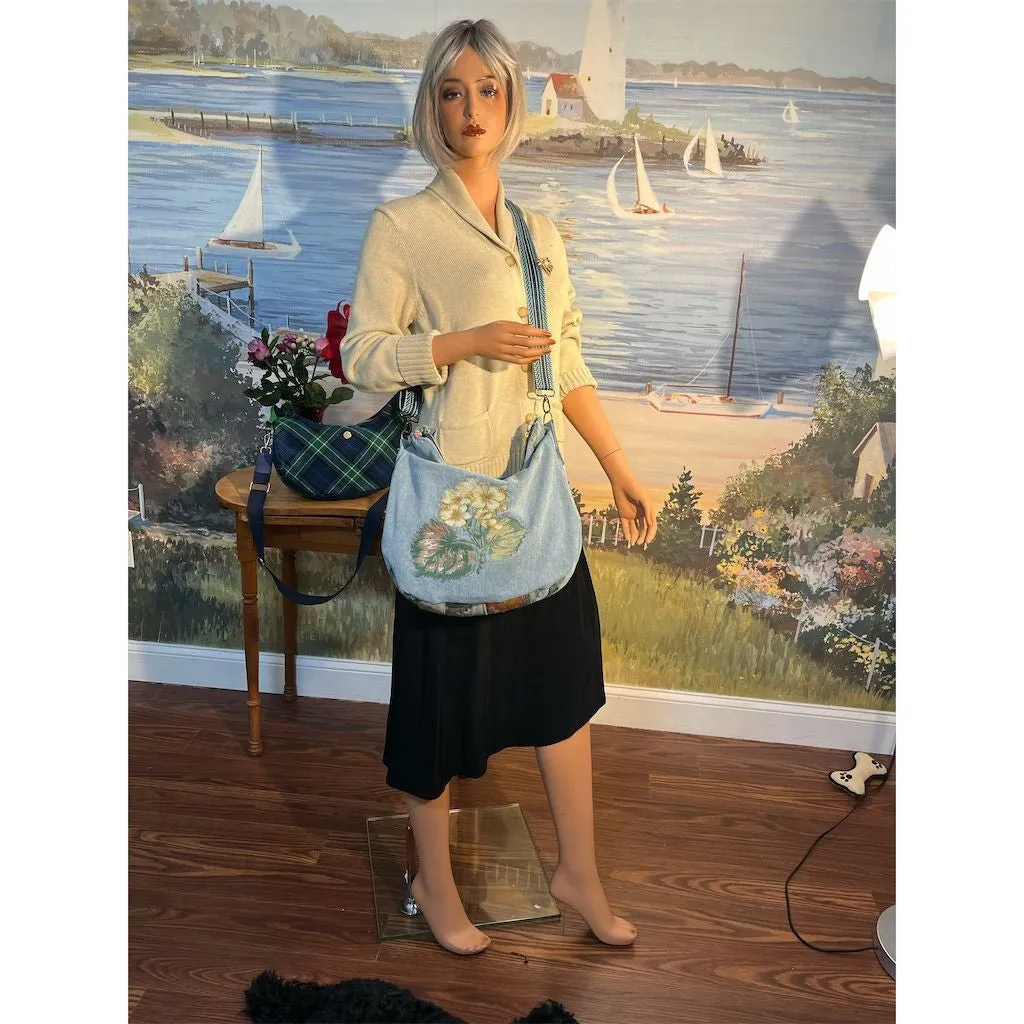 Lidia’s Bags Handmade Floral Embroidered Denim Tote Bag Large Blue (H1208-4-b69)