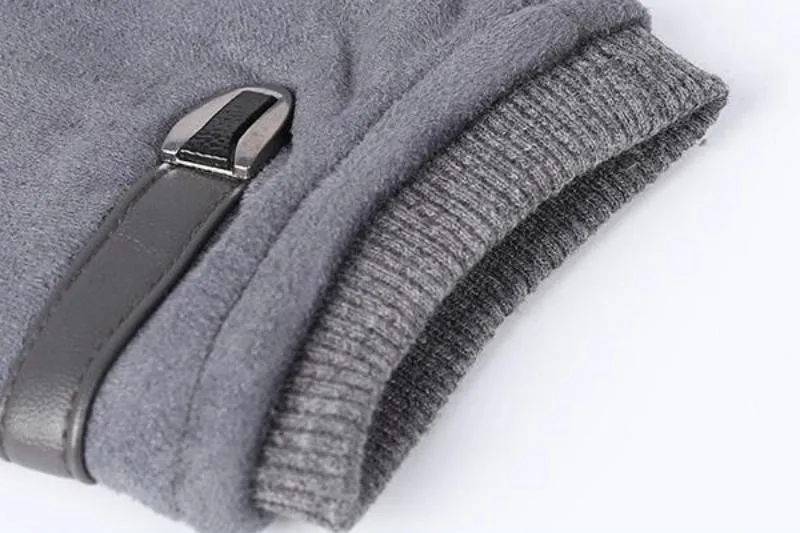 Men's Winter Warm Suede Fingerless Gloves