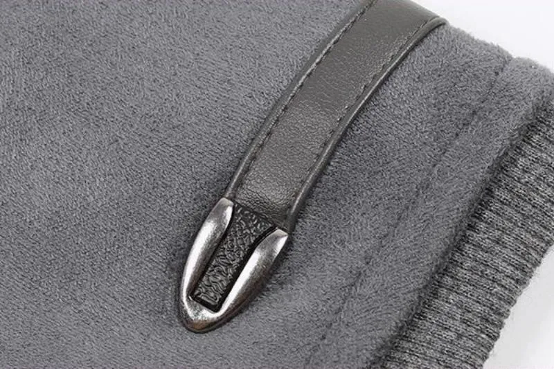 Men's Winter Warm Suede Fingerless Gloves