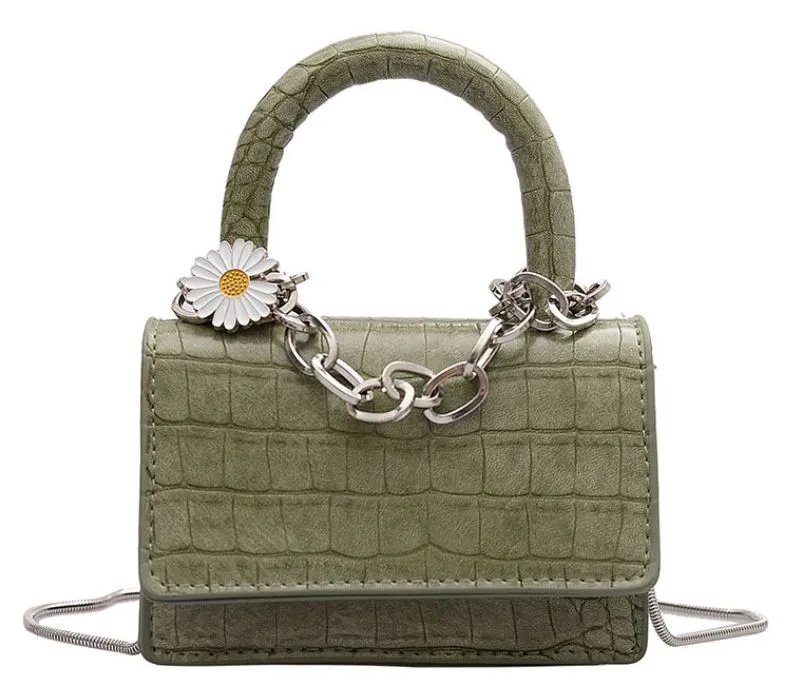 PB136 Sage Green Mini Crocodile Daisy Purse
