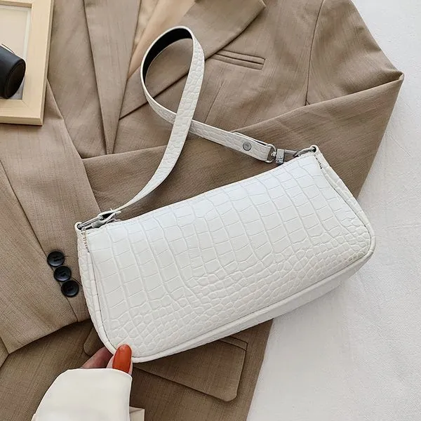 PB67 White Crocodile Print Purse
