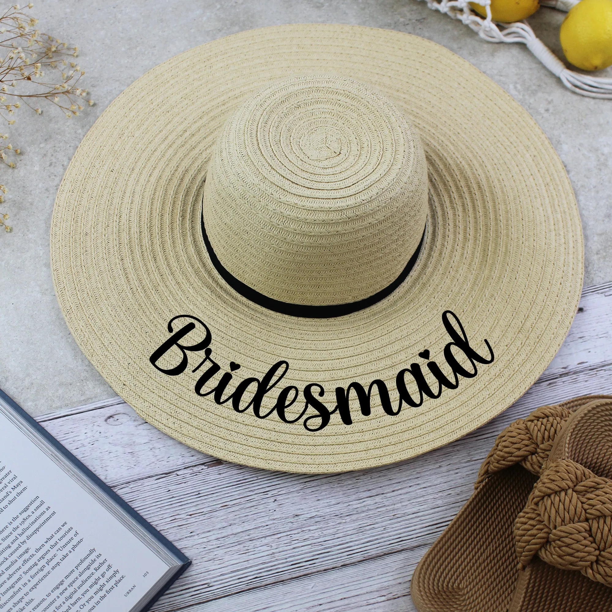 Personalised Wedding Role Wide Brimmed Sun Hat