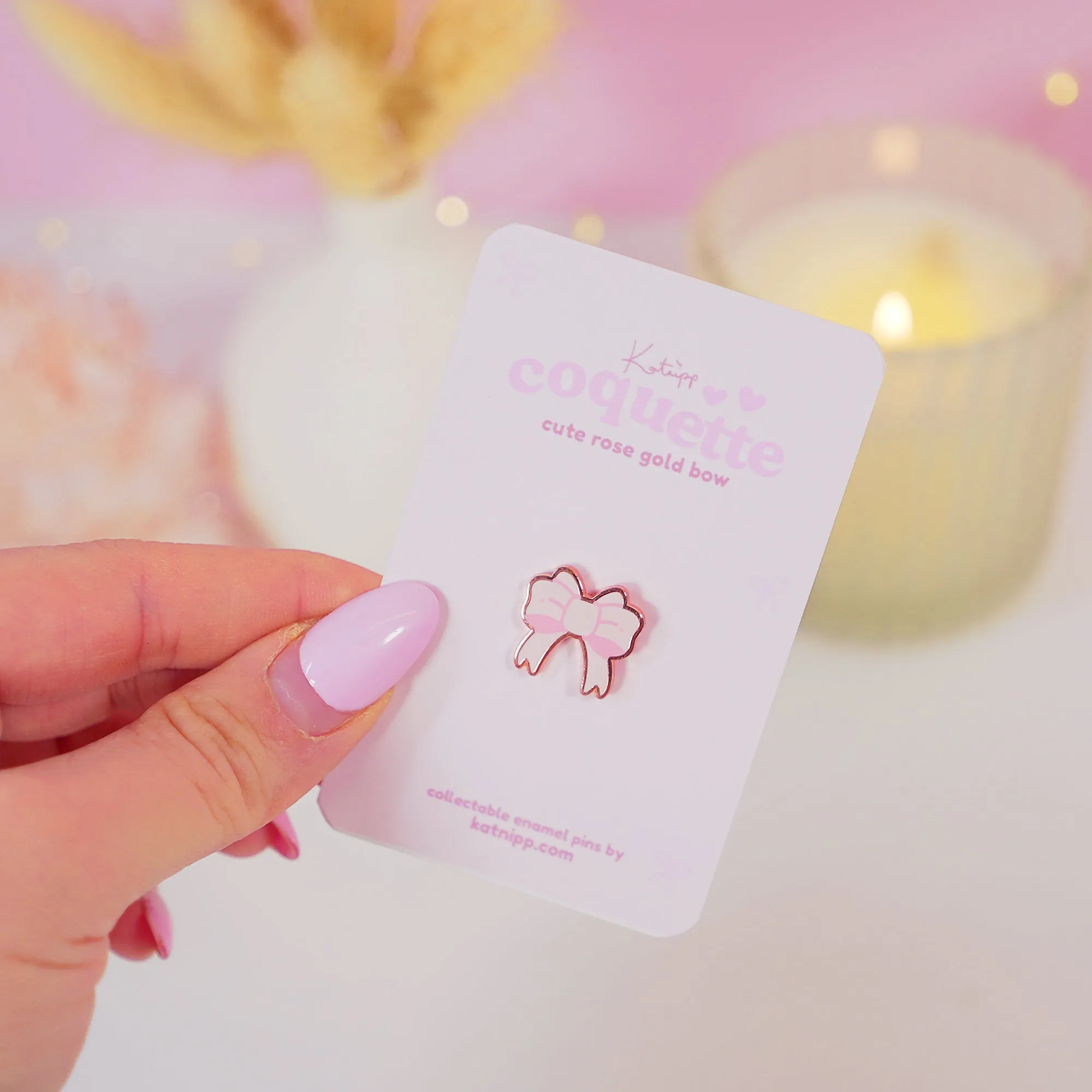 Pink Coquette Bow Enamel Pin | Cute Kawaii Bow Accessory | Pastel Pink Coquette Collection