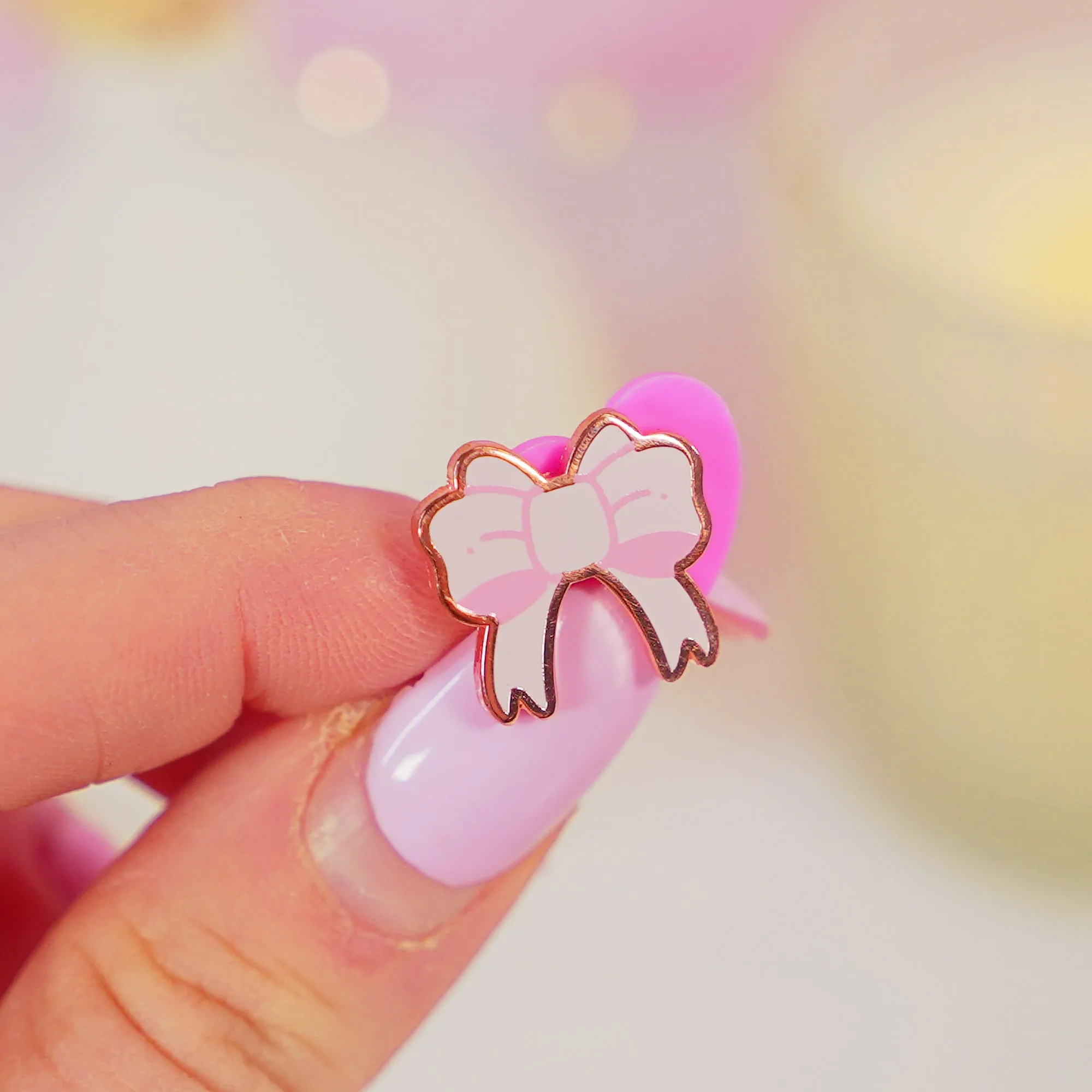 Pink Coquette Bow Enamel Pin | Cute Kawaii Bow Accessory | Pastel Pink Coquette Collection