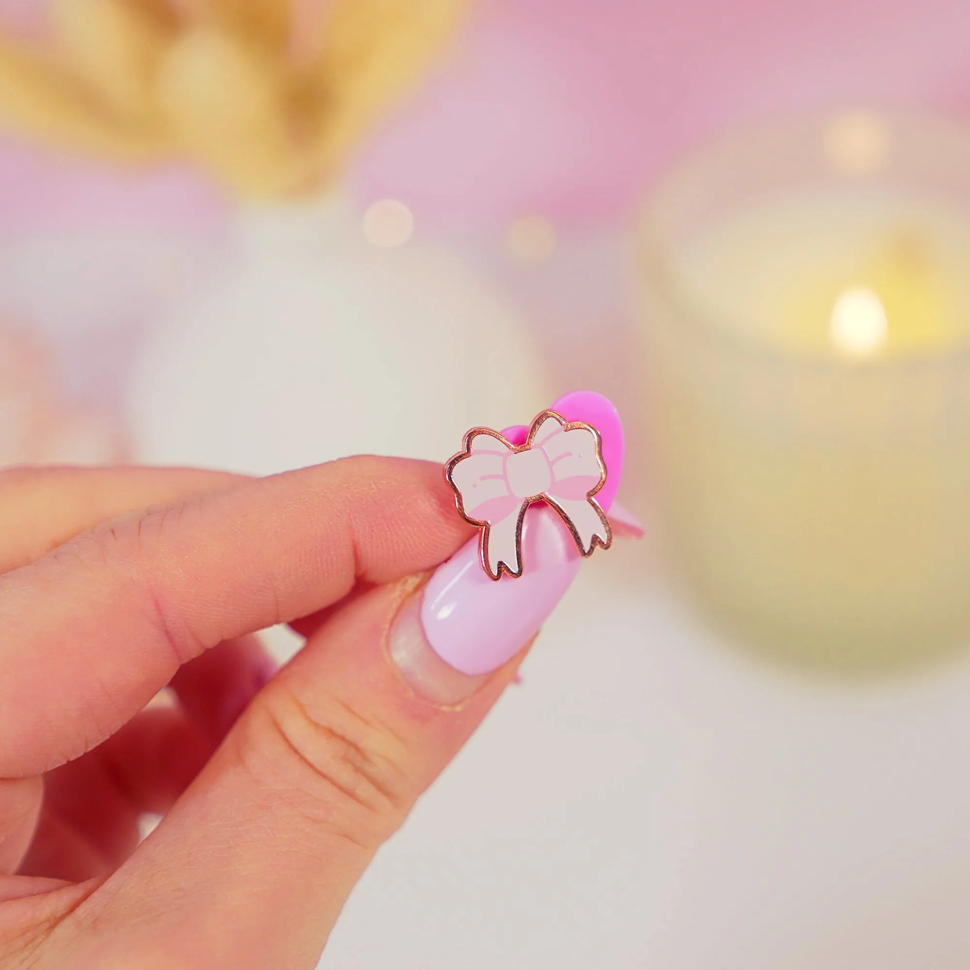 Pink Coquette Bow Enamel Pin | Cute Kawaii Bow Accessory | Pastel Pink Coquette Collection