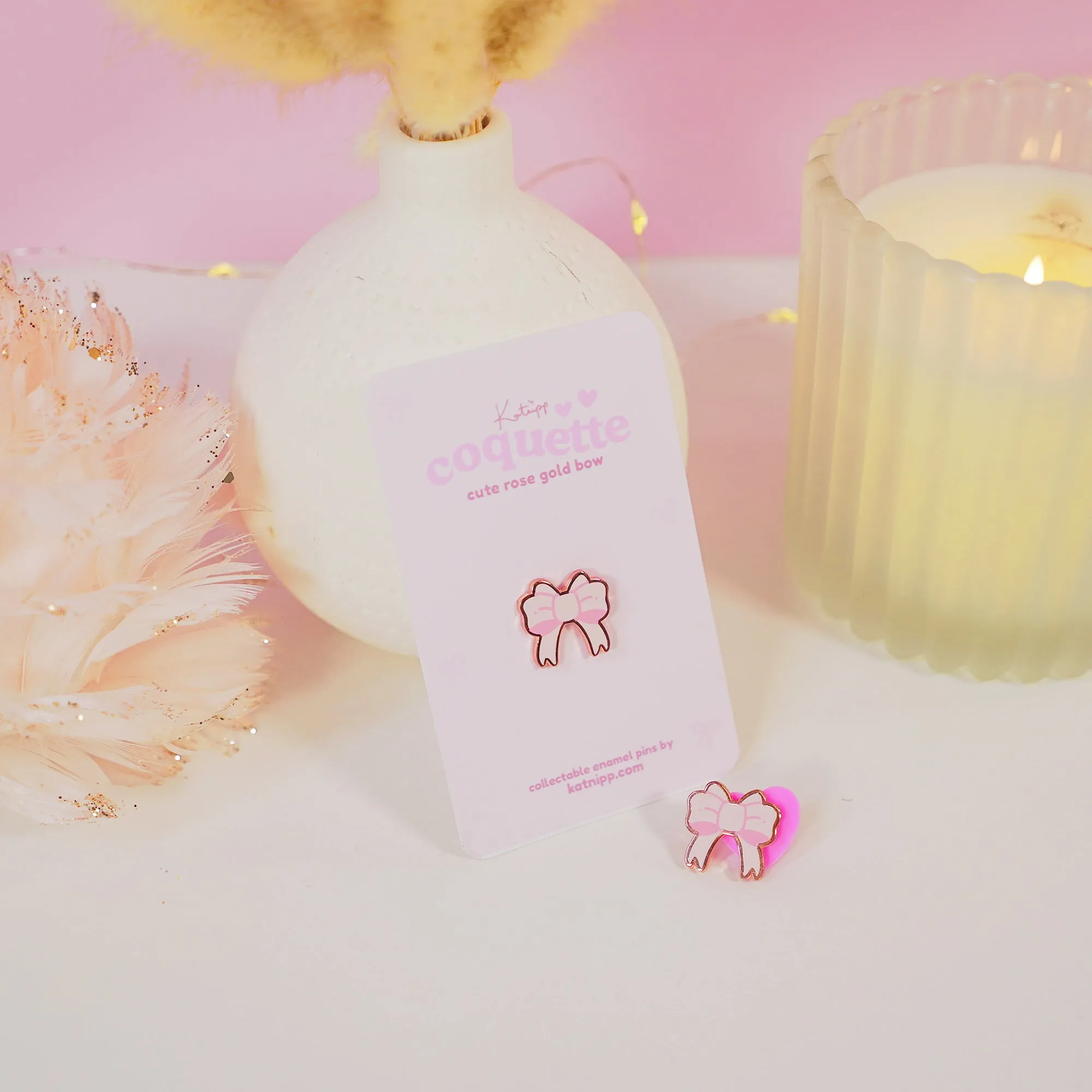 Pink Coquette Bow Enamel Pin | Cute Kawaii Bow Accessory | Pastel Pink Coquette Collection