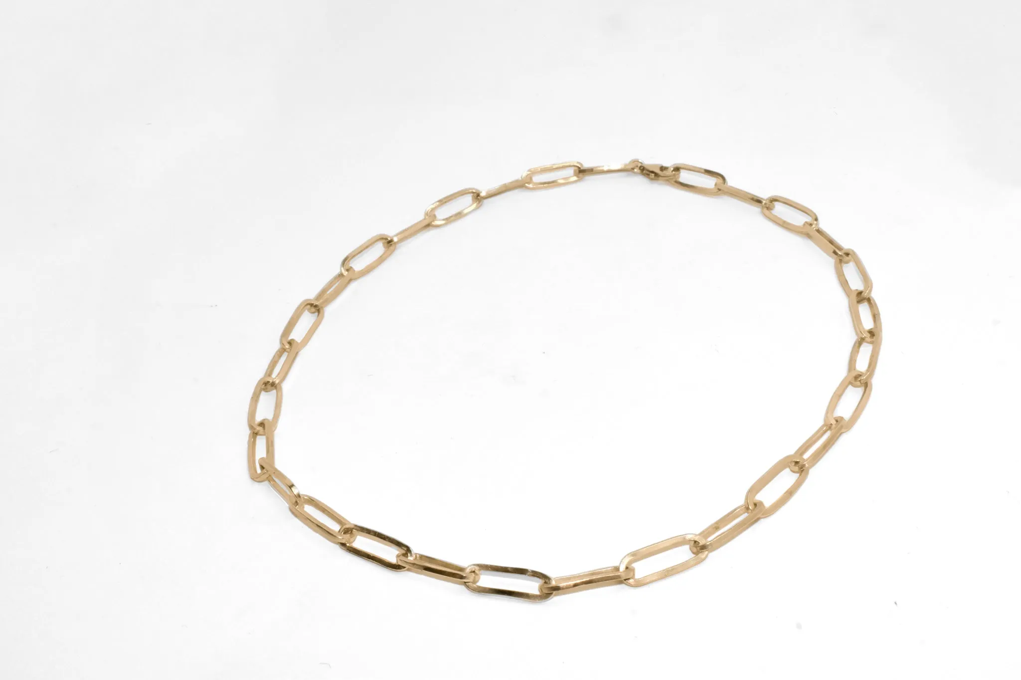 Plain Jane Necklace | Handmade 14k Yellow Gold Plain Jane Paperclip Chain Necklace