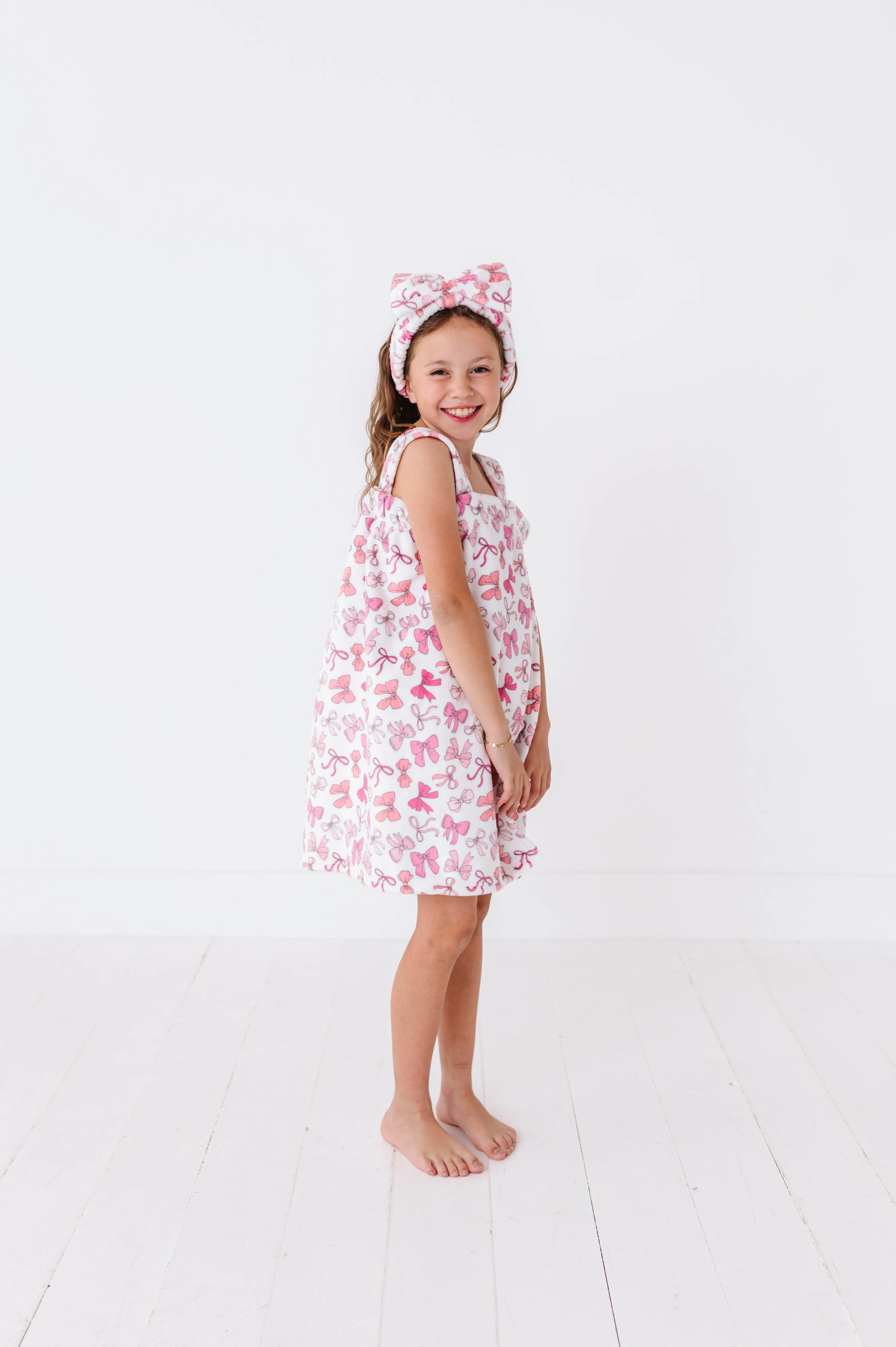 Plush Spa Wrap - Pink Bows