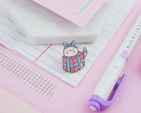 Puddin' the Dog Gift Box Enamel Pin | Cute Kawaii Pastel Collectible | Adorable Christmas Badge