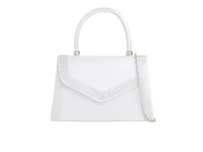 Silver Satin Crystal Trimmed Handbag