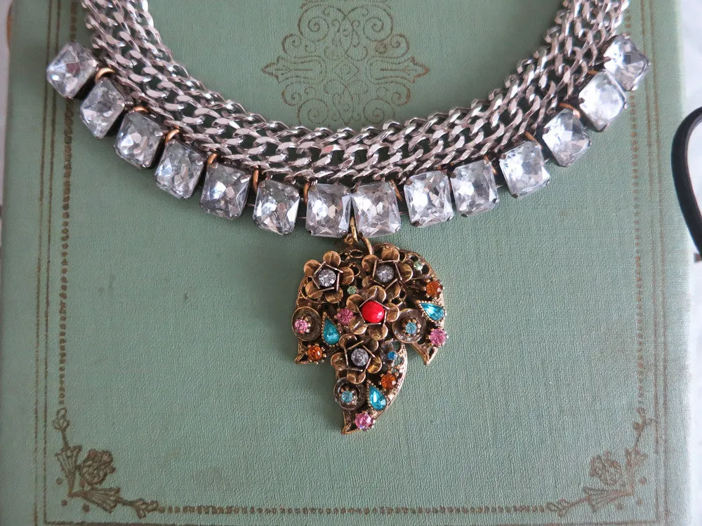 Statement Silver With Gold Leaf Necklace