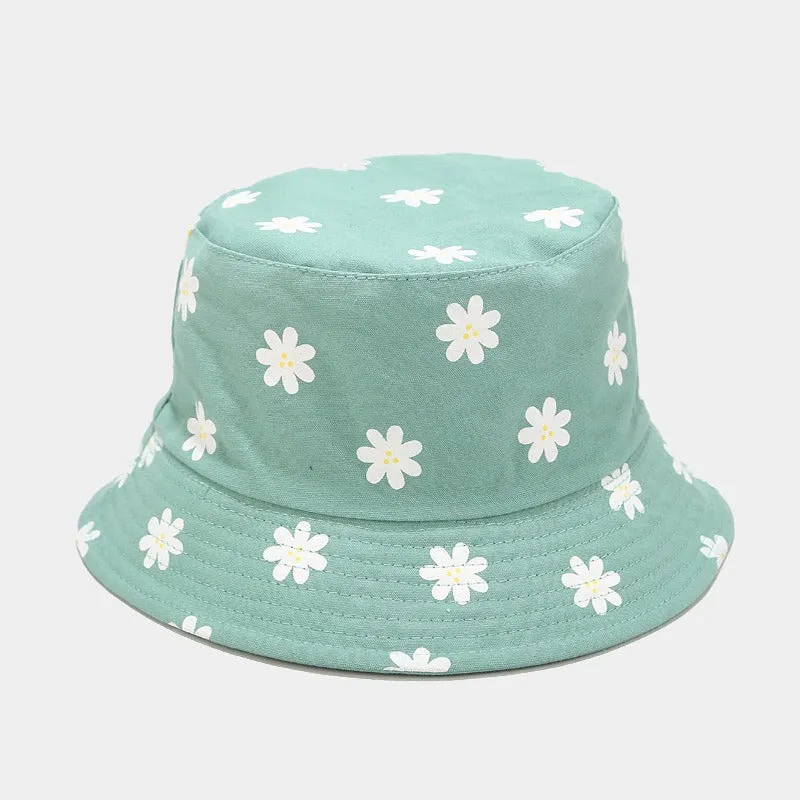 Sweet Pastel Floral Daisy-Print Summer Bucket Hats