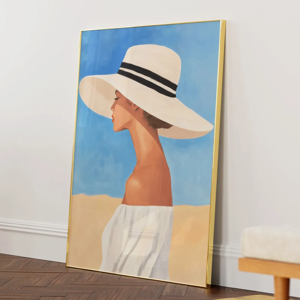 Woman in Wide Brimmed Hat Boho Art Painting